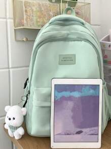 New Fashion Children School Bag, Solid Color Unisex Backpack For Middle To Kids, Multipurpose Shoulder Bag Without Pendant - A - View 6