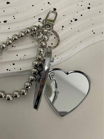 1pc Metal Key Chain With Heart Shaped Mirror Y2k Style Bag Pendant Sweet Cool Fashion Pendant Valentines