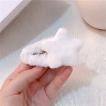 Kẹp tóc ngôi sao lông xù, dễ thương và ấm áp cho mùa thu đông, phụ kiện tóc hình trái tim cho bé gái để tóc mái hoặc kiểu tóc - nhiều màu - Xem 10