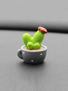 4pcs Car Interior Dashboard Decor Pot Culture Art Decor Cute Bobblehead Spring Car Ornament Animal Cactus Resin Craft Cake Baking Decoration Mini Home/Computer/Desk Decorative Figurine - Multicolor - View 8
