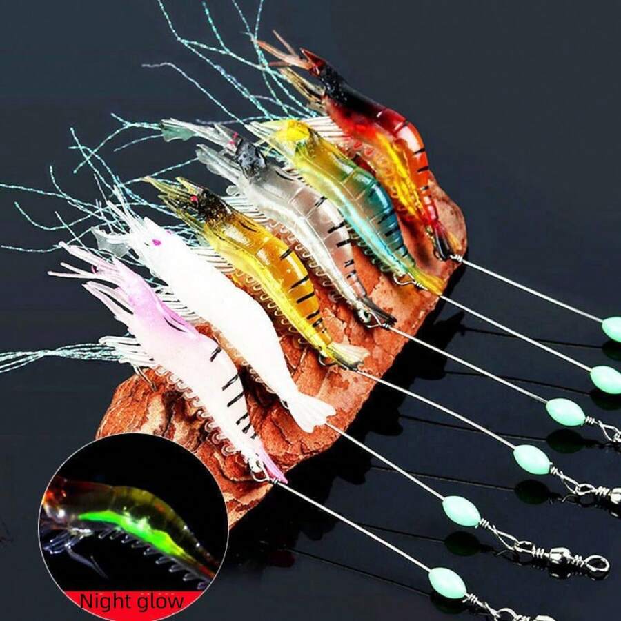 3pcs/Set (Random Mixed Color) Glow-In-The-Dark Lifelike Shrimp Soft ...