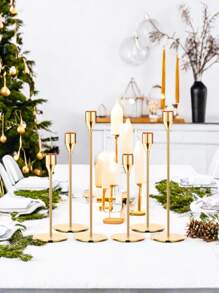 [Multiple Colors Available Candlestick]Simple And Luxurious Dining Table Decoration Candlestick Romantic Candlelight Dinner Minimalist Style Metal Gold Conical Candlestick, Suitable For Weddings, Dinners, Parties, Suitable For 3/4 Inch Thick Candles And Led Candles