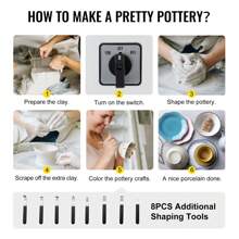 Pottery Wheel 25CM Pottery Forming Machine 350W Electric Wheel For Pottery With Foot Pedal And Detachable Basin Easy Cleaning For Ceramics Clay Art Craft DIY - White - View 6