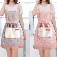 2pcs/1pc New Korean Style Fashionable Countryside Apron For Women, Home Kitchen Cooking Oil And Stain Resistant, Breathable, Durable, Suitable For Manicures, Restaurants, Palace Style Waistband Or Cute Adult Workwear,Food,,Kitchen,Travel,Kitchen Items,Kitchen Tools,Kitchen Things. - Multicolor - View 1