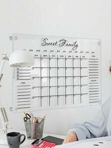 3D Acrylic Transparent Black Line Weekly & Monthly Planner Memo Board - Black - View 4