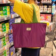 1pc Nylon Portable Shopping Bag, Foldable Reusable -Friendly Drawstring Shoulder Bag, Waterproof Tote Bag For Grocery - Multicolor - View 5