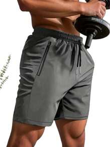 VUUG Men's Three-Piece Summer Drawstring Waist Gym Shorts, Solid Color, Thin, Soft, Woven, Casual Outdoor Pants With Zippered Pockets - The Ideal Gift For Men - Multicolor - View 2