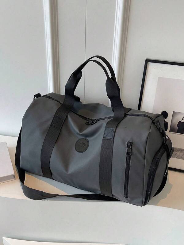 Bolsa de viaje de gran capacidad, de unicolor y elegante, simple y versátil, ligera y portátil, con compartimento separado para artículos secos y húmedos, compartimento independiente para zapatos, correa de hombro ajustable y multifuncional, adecuada para viajes de fin de semana, viajes de negocios, deportes y acondicionamiento físico. Bolsa para la escuela, accesorios escolares y artículos escolares.