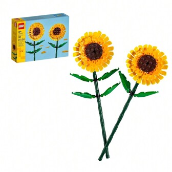  Iconic Sunflowers 40524 Buildable Flower Display, Home Decoration, Lego Flower Building Toy,Christmas Gift