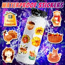 50 个/包感恩节南瓜火鸡秋季枫叶涂鸦剪贴簿贴纸，适用于水瓶、头盔、手提箱，很棒的感恩节礼物贴纸万圣节装饰 - 彩色 - 查看 7