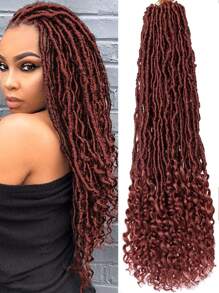 Faux Locs Crochet Hair, Soft Locs Ginger Crochet Braids Hair With Curly Ends, Pre-Looped Hair Faux Locs Synthetic Hair Extensions Braid In For Christmas Gifts (12 Strands/Pack 350#) - Redwood - View 5