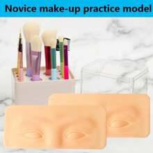 1 pieza de módulo de práctica de maquillaje de ojos para practicar cejas y ojos, modelo de entrenamiento de maquillaje de ojos, rostro de práctica de maquillaje de silicona, piel biónica de silicona para practicar maquillaje tatuado - Beis - Ver 4