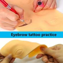 1 pieza de módulo de práctica de maquillaje de ojos para practicar cejas y ojos, modelo de entrenamiento de maquillaje de ojos, rostro de práctica de maquillaje de silicona, piel biónica de silicona para practicar maquillaje tatuado - Beis - Ver 5