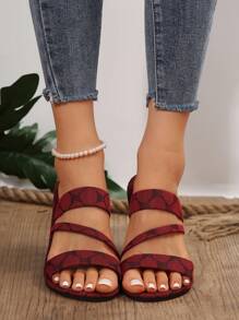 Women's New Summer Casual Flat Slip-On Sandals With Bear Pattern, Open Toe Beach Sandals