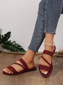 Women's New Summer Casual Flat Slip-On Sandals With Bear Pattern, Open Toe Beach Sandals