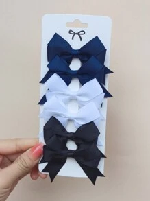 6入組實心髮夾，適用於寶寶緞帶蝴蝶結髮夾精品手工頭飾幼兒女孩髮飾 - 彩色 - 查看 11