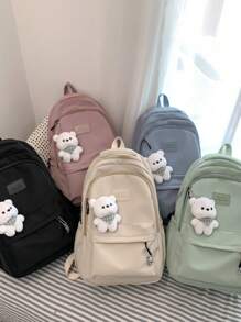 New Fashion Children School Bag, Solid Color Unisex Backpack For Middle To Kids, Multipurpose Shoulder Bag Without Pendant - A - View 1