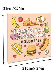 1pc Creative Coloring Book With 40 Pages Of Food & Fruit Cartoons, Ideal As Birthday Or Festival Gift Back To School