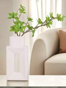 1pc Black/White Ceramic Vase, Square Vase Home Decoration Minimalist Nordic Bohemian Style, Suitable For Living Room, Shelf, Table, Bookshelf, Fireplace And Entryway Decoration Vase Festival Decoration Gifts Birthday Graduation Back To School Room Decor School Supplies Flower Vase Glass Vase