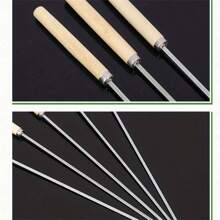 10pcs, Barbecue Skewers, Stainless Steel Skewers For BBQ, Multifunctional Metal BBQ Skewers, Grilling Stainless Steel Skewers, Barbecue Skewers With Wooden Handle, BBQ Needle Sticks, Outdoor Cooking, BBQ Supplies,