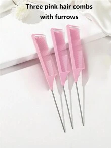 3 chiếc lược chải tóc đuôi chuột bằng thép không gỉ cho nữ, dùng tại nhà và tiệm, lược chải tóc, dụng cụ tạo kiểu tóc, phụ kiện tóc - Nhiều màu - Xem 3