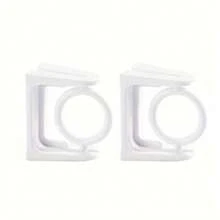 1pc 360° Rotational Telescopic Pole Holder, Non-Drilling Strong Adhesive Hook, Towel Bar & Shower Curtain Rod Bracket - White - View 4