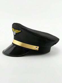 1pc Carnival Party Pilot Hat, Aviation Captain Hat, Stage Prop Performance Wide Brim Hat, Adult Aviation Crew Pilot Cap, Costume Role Play Hat - Multicolor - View 3