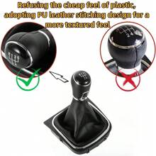 For  Golf 6 MK6 2010-2014 For  Golf 5 Jetta MK5 2005-2010 Leather Wrapped 5/6-Speed Integrated Gear Shift Head Dust Cover
