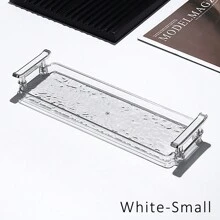 1pc Acrylic Clear Serving Tray With Handle Decorative Tray Organiser For Ottoman Coffee Table Countertop With Handles Luxurious Storage Rack For Kitchen Spices, Snacks, Cosmetics Organizer, Fridge, Home Necessity Back To School
