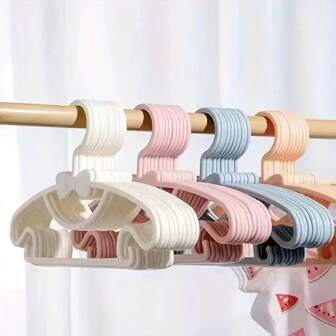 10pcs Mixed-Color Children's Hangers, Discounted, Suitable For Baby Clothes Drying