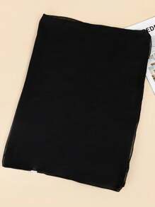 1 件纯色围巾女士雪纺小围巾配饰女士 - 黑色 - 查看 3