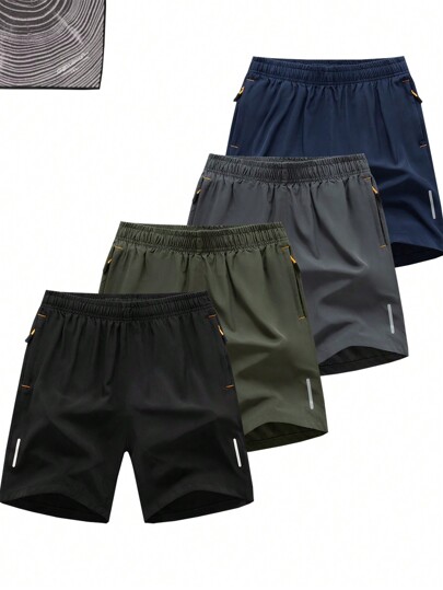 4 peças/Conjunto Novos Shorts Soltos de Verão para Homens em Seda de Gelo Fina Shorts, Shorts Esportivos na Moda para Jovens