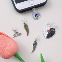 1pc Mobile Phone Dust Plug With Alloy Charm, Blue Planet, Cherry, Rabbit, Love, Music Note, Hand, Prevent Dust And Plug Charging Port - Multicolor - View 4