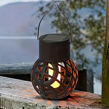 4入組太陽能火焰吊燈，固定式戶外吊燈，帶太陽能電池板的防水燈，適用於花園、庭院、景觀、陽台裝飾 - 彩色 - 查看 3