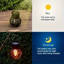 4入組太陽能火焰吊燈，固定式戶外吊燈，帶太陽能電池板的防水燈，適用於花園、庭院、景觀、陽台裝飾 - 彩色 - 查看 4