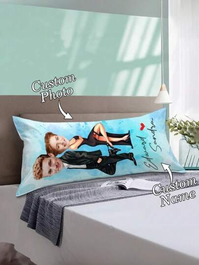 1pc Cartoon Figure Shaped Customizable Name Super Long DIY Pillow Cover, Single-Sided Print Pillowcase For Loved Ones, Children, Pets Or Friends. Suitable For Weddings, Festivals, Parties, Mother's Day, Father's Day, And Thanksgiving. Can Be Used As Decoration For Living Room Sofas And Bedroom Headboards, Or As All-Season Cushion Covers.