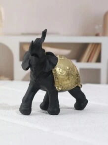 Estatua/ornamento de elefante negro y dorado, decoración de artesanía de resina para dormitorio y oficina - Negro - Ver 5
