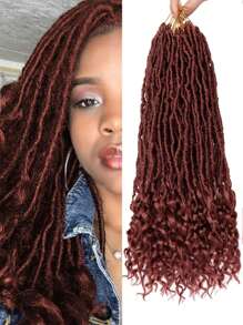 Faux Locs Crochet Hair, Soft Locs Ginger Crochet Braids Hair With Curly Ends, Pre-Looped Hair Faux Locs Synthetic Hair Extensions Braid In For Christmas Gifts (12 Strands/Pack 350#) - Redwood - View 4
