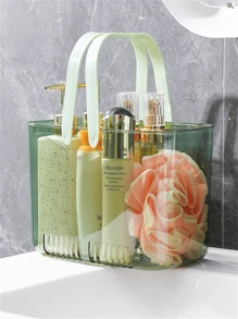 1pc Plastic Shower Caddy Basket, Bathroom Organizer For Bathing And Toiletries, Portable Accessories Storage