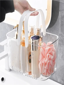 1pc Plastic Shower Caddy Basket, Bathroom Organizer For Bathing And Toiletries, Portable Accessories Storage
