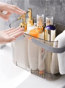 1pc Plastic Shower Caddy Basket, Bathroom Organizer For Bathing And Toiletries, Portable Accessories Storage