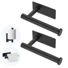 1入組掛壁式馬桶紙巾架，簡約不鏽鋼無需鑽孔廁紙架，適用於浴室 - 黑色 - 查看 1