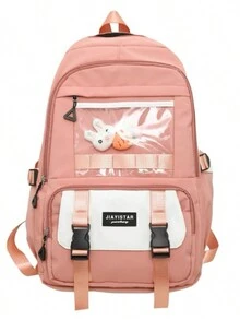 Mochila Escolar De Grande Capacidade Para Mulheres Estudantes Nylon impermeável - Laranja - Visão 2