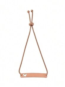 Personalized Stretch Name Bracelet, Custom Engraved Stainless Steel Cut-Out Butterfly, Heart, Or Bar Charm Pull Cord Bracelet For Women, Birthday, Anniversary, Couples Gift, Christmas Present