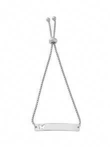 Personalized Stretch Name Bracelet, Custom Engraved Stainless Steel Cut-Out Butterfly, Heart, Or Bar Charm Pull Cord Bracelet For Women, Birthday, Anniversary, Couples Gift, Christmas Present