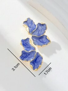 优雅花朵耳环，情人节或母亲节送给女性的礼物 - 藍色 - 查看 4