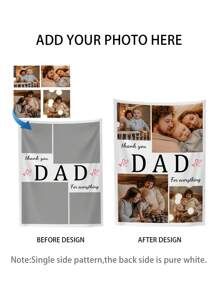 1pc Printed Flannel Coral Fleece Air Conditioned Blanket With Customizable Text And Photo For Dad, Father's Day Gift, Suitable For Living Room, Bedroom, Office Home Decoration/Party Decoration
