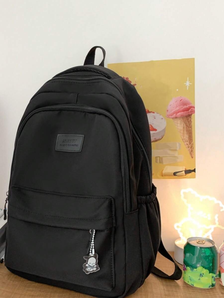 New Fashion Children School Bag, Solid Color Unisex Backpack For Middle