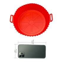 Air Fryer Silicone Liner For 3-5 QT, Flammable Parchment Paper Replacement, Reusable Baking Pan Oven Accessory, Red/Blue, Round/Square(Top 8 Inches, Bottom 6.75 Inches)