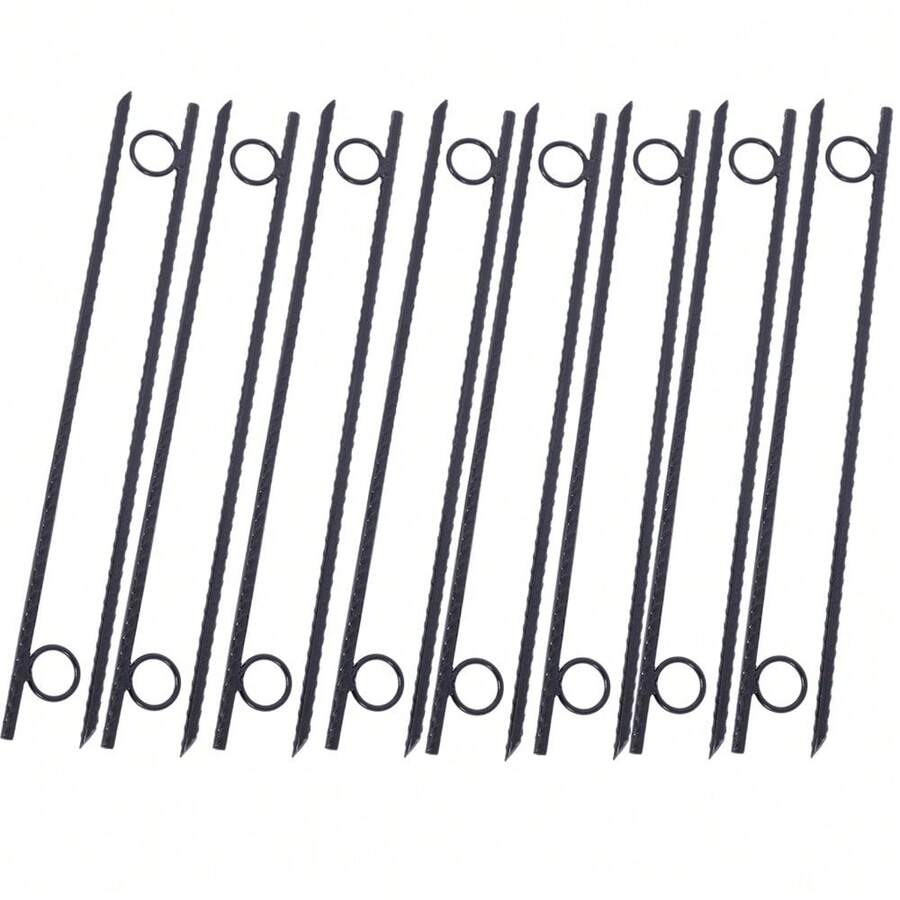 Rebar Stake With Loop 16pcs Grip Rebar 3/8x 18 Inch Steel Durable Heavy Duty Tent Canopy Ground Stakes With Angled Ends And 1 Inch Loops For Campsites And Canopies - 黑色 - 查看 1